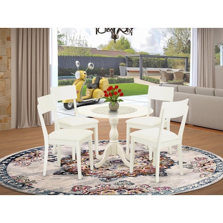 East West Furniture 5 Piece Dublin Dining Room Set - Linen White DMAD5-LWH-LC